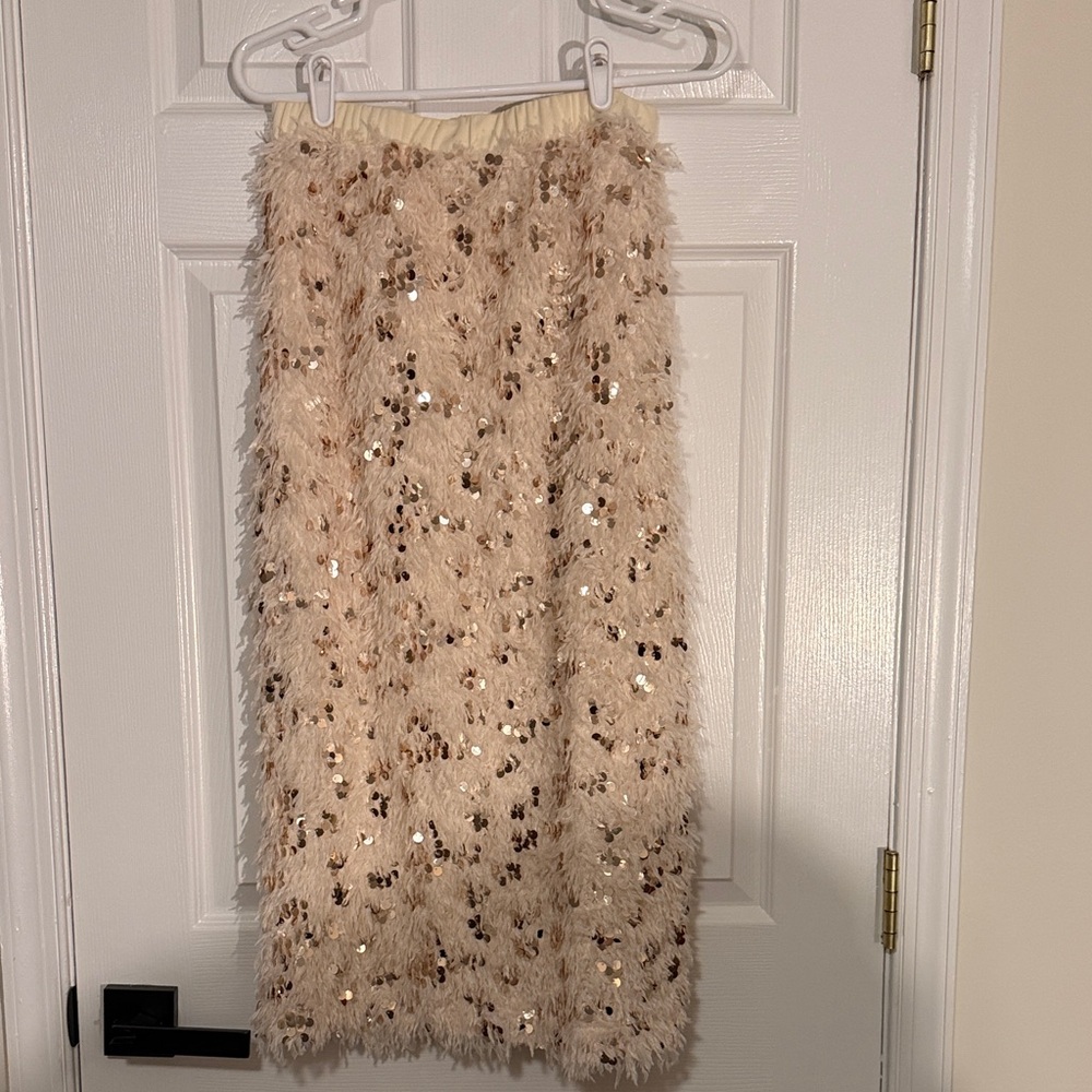 Boutique Cream Sequin Skirt